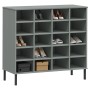 Schuhregal Metallbeine OSLO Massivholz grau 95x35x86 cm von vidaXL, Schuhregale und Schuhorganisatoren - Ref: Foro24-350998, ...