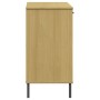 Shoe rack metal legs OSLO solid wood brown 113x40x77 cm by vidaXL, Sideboards - Ref: Foro24-351018, Price: 102,92 €, Discount: %