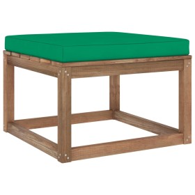 Garden footrest with green cushion by vidaXL, Modular outdoor sofas - Ref: Foro24-3067265, Price: 64,14 €, Discount: %