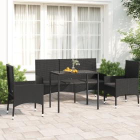 Gartenset mit Kissen 4-teilig aus schwarzem synthetischem Rattan von vidaXL, Gartensets - Ref: Foro24-319506, Preis: 197,87 €...