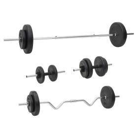 Set of bars and dumbbells with plates 60 kg by vidaXL, free weight - Ref: Foro24-3145028, Price: 168,99 €, Discount: %