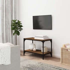 Brown oak plywood and steel TV cabinet 60x33x41 cm by vidaXL, TV Furniture - Ref: Foro24-819321, Price: 27,56 €, Discount: %