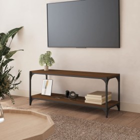 Mueble para TV contrachapada y acero roble marrón 100x33x41 cm de vidaXL, Muebles TV - Ref: Foro24-819351, Precio: 46,36 €, D...