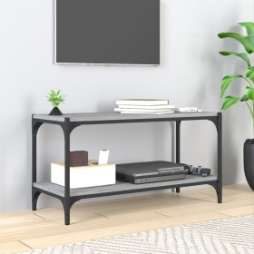 Sonoma gray plywood and steel TV cabinet 80x33x41 cm by vidaXL, TV Furniture - Ref: Foro24-819335, Price: 51,99 €, Discount: %