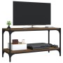 Brown oak plywood and steel TV cabinet 80x33x41 cm by vidaXL, TV Furniture - Ref: Foro24-819336, Price: 41,71 €, Discount: %