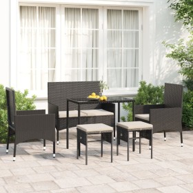 6-piece garden furniture set and black synthetic rattan cushions by vidaXL, Garden sets - Ref: Foro24-319508, Price: 274,17 €...