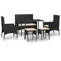 Set muebles de jardín 6 piezas y cojines ratán sintético negro de vidaXL, Conjuntos de jardín - Ref: Foro24-319508, Precio: 2...