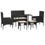 Set muebles de jardín 6 piezas y cojines ratán sintético negro de vidaXL, Conjuntos de jardín - Ref: Foro24-319508, Precio: 2...