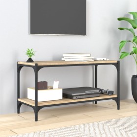 TV stand made of Sonoma oak plywood and steel, measuring 80x33x41 cm. by vidaXL, TV Furniture - Ref: Foro24-819333, Price: 45...