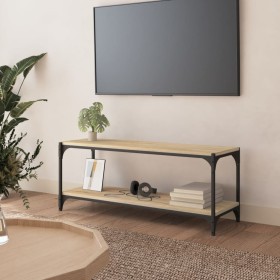 Mueble para TV contrachapada y acero roble Sonoma 100x33x41 cm de vidaXL, Muebles TV - Ref: Foro24-819348, Precio: 46,99 €, D...