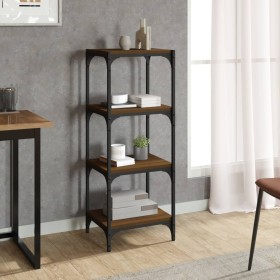 Brown oak plywood and steel shelf 40x33x100 cm by vidaXL, Bookcases and shelves - Ref: Foro24-819316, Price: 44,99 €, Discoun...