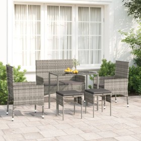 Set de muebles de jardín 6 pzas y cojines ratán sintético gris de vidaXL, Conjuntos de jardín - Ref: Foro24-319509, Precio: 2...