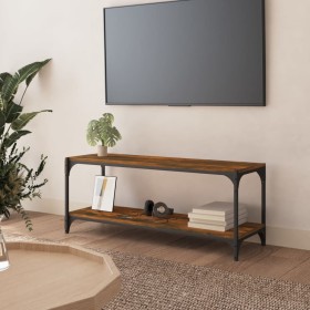 Smoked oak plywood and steel TV cabinet 100x33x41 cm by vidaXL, TV Furniture - Ref: Foro24-819349, Price: 46,99 €, Discount: %