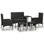 Set muebles de jardín 6 piezas y cojines ratán sintético negro de vidaXL, Conjuntos de jardín - Ref: Foro24-319510, Precio: 2...