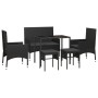 Set muebles de jardín 6 piezas y cojines ratán sintético negro de vidaXL, Conjuntos de jardín - Ref: Foro24-319510, Precio: 2...