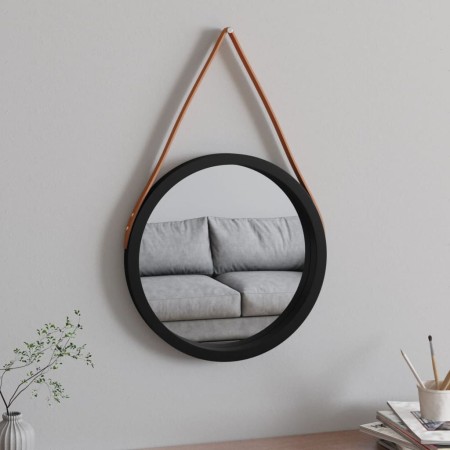 Wall mirror with black strap Ø45 cm by vidaXL, Mirrors - Ref: Foro24-351539, Price: 42,99 €, Discount: %