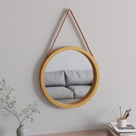 Espejo de pared con correa dorado Ø55 cm de vidaXL, Espejos - Ref: Foro24-351541, Precio: 43,29 €, Descuento: %