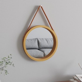 Espejo de pared con correa dorado Ø35 cm de vidaXL, Espejos - Ref: Foro24-351533, Precio: 28,99 €, Descuento: %