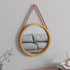 Espejo de pared con correa dorado Ø45 cm de vidaXL, Espejos - Ref: Foro24-351537, Precio: 33,99 €, Descuento: %