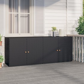 PE black rattan garden storage cabinet 198x55.5x80 cm by vidaXL, Lockers and storage cabinets - Ref: Foro24-319870, Price: 24...