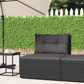 Zentrales Gartensofa mit schwarzen synthetischen Rattankissen von vidaXL, Modulare Sofas für den Außenbereich - Ref: Foro24-3...