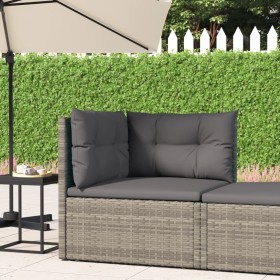 Garten-Ecksofa mit grauen synthetischen Rattankissen von vidaXL, Modulare Sofas für den Außenbereich - Ref: Foro24-319600, Pr...