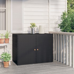 Black PE rattan garden storage cabinet 100x55.5x80 cm by vidaXL, Lockers and storage cabinets - Ref: Foro24-319868, Price: 15...