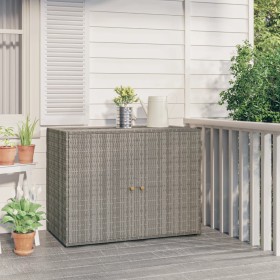 Gray PE rattan garden storage cabinet 100x55.5x80 cm by vidaXL, Lockers and storage cabinets - Ref: Foro24-319869, Price: 141...