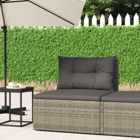 Zentrales Gartensofa mit grauen synthetischen Rattankissen von vidaXL, Modulare Sofas für den Außenbereich - Ref: Foro24-3196...