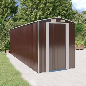 Dark brown galvanized steel garden shed 192x606x223 cm by vidaXL, Sheds - Ref: Foro24-3147465, Price: 859,37 €, Discount: %