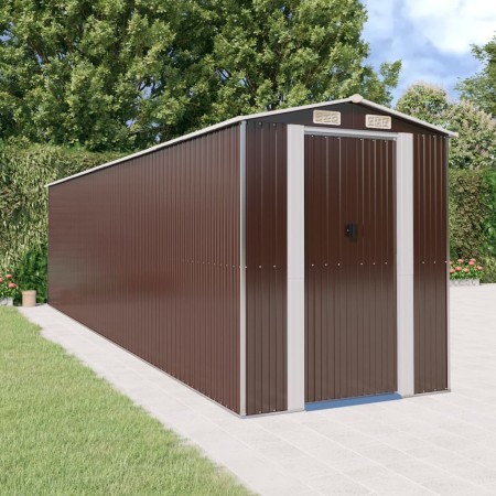 Dark brown galvanized steel garden shed 192x772x223 cm by vidaXL, Sheds - Ref: Foro24-3147467, Price: 1,00 €, Discount: %