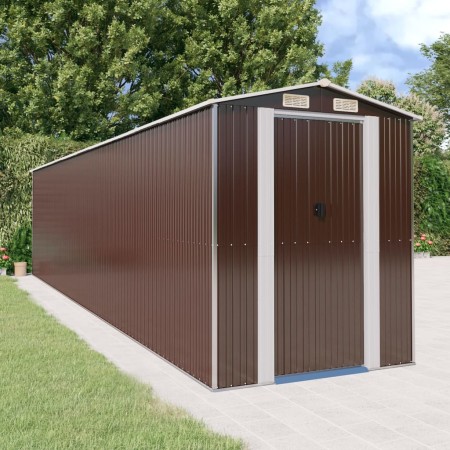 Garden shed dark brown galvanized steel 192x855x223 cm by vidaXL, Sheds - Ref: Foro24-3147468, Price: 1,00 €, Discount: %