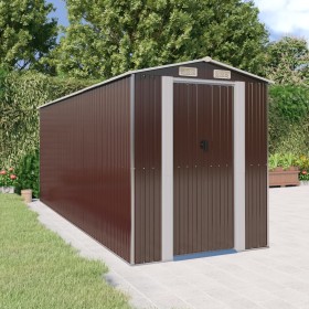 Dark brown galvanized steel garden shed 192x523x223 cm by vidaXL, Sheds - Ref: Foro24-3147464, Price: 791,05 €, Discount: %