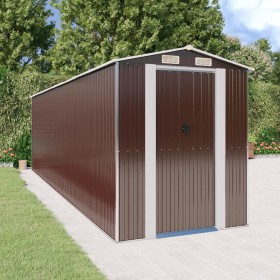 Dark brown galvanized steel garden shed 192x689x223 cm by vidaXL, Sheds - Ref: Foro24-3147466, Price: 944,24 €, Discount: %