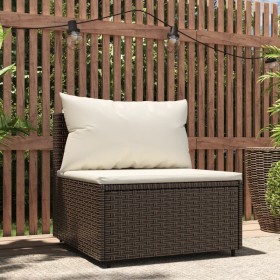 Zentrales Gartensofa mit braunen synthetischen Rattankissen von vidaXL, Outdoor-Sofas - Ref: Foro24-319753, Preis: 63,73 €, R...