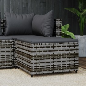 Garden footstool with gray synthetic rattan cushion by vidaXL, Outdoor ottomans - Ref: Foro24-319772, Price: 35,54 €, Discoun...