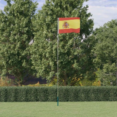 Mástil y bandera de España aluminio 5,55 m de vidaXL, Banderas y mangas de viento - Ref: Foro24-3147138, Precio: 61,24 €, Des...