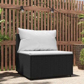 Zentrales Gartensofa mit schwarzen synthetischen Rattankissen von vidaXL, Outdoor-Sofas - Ref: Foro24-319737, Preis: 45,16 €,...