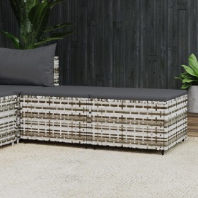 Garten-Fußhocker mit Kissen, 2 Stück, graues synthetisches Rattan von vidaXL, Hocker für den Außenbereich - Ref: Foro24-31977...