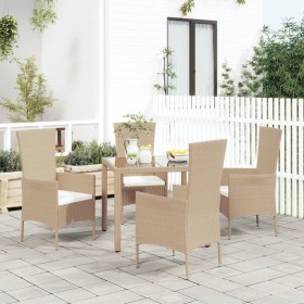 Gartenstühle mit Kissen 4 Einheiten beiges synthetisches Rattan von vidaXL, Gartenstühle - Ref: Foro24-319533, Preis: 290,74 ...