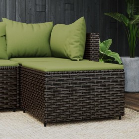 Gartenhocker mit braunem synthetischem Rattankissen von vidaXL, Hocker für den Außenbereich - Ref: Foro24-319836, Preis: 34,9...