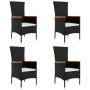 Garden chairs with cushions 4 units black synthetic rattan by vidaXL, Garden chairs - Ref: Foro24-319527, Price: 297,99 €, Di...