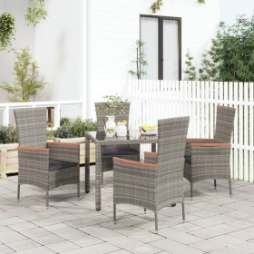 Garden chairs with cushions, 4 units, synthetic gray rattan by vidaXL, Garden chairs - Ref: Foro24-319528, Price: 304,99 €, D...