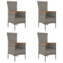 Garden chairs with cushions, 4 units, synthetic gray rattan by vidaXL, Garden chairs - Ref: Foro24-319528, Price: 304,57 €, D...