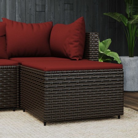 Garden footstool with brown synthetic rattan cushion by vidaXL, Outdoor ottomans - Ref: Foro24-319820, Price: 34,32 €, Discou...