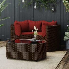 Garden furniture set 4 pieces with brown synthetic rattan cushions by vidaXL, Garden sets - Ref: Foro24-319824, Price: 256,91...