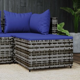 Garden footstool with gray synthetic rattan cushion by vidaXL, Outdoor ottomans - Ref: Foro24-319852, Price: 33,81 €, Discoun...