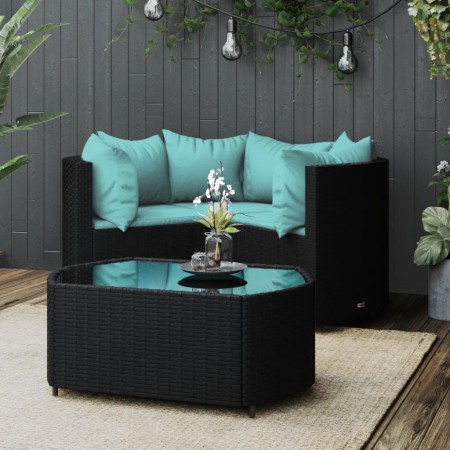 Garden set with cushions 4 pieces black synthetic rattan by vidaXL, Garden sets - Ref: Foro24-319808, Price: 302,92 €, Discou...