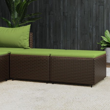 Garten-Fußhocker mit Kissen, 2 Stück, braunes synthetisches Rattan von vidaXL, Hocker für den Außenbereich - Ref: Foro24-3198...