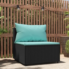 Zentrales Gartensofa mit schwarzen synthetischen Rattankissen von vidaXL, Outdoor-Sofas - Ref: Foro24-319801, Preis: 60,09 €,...